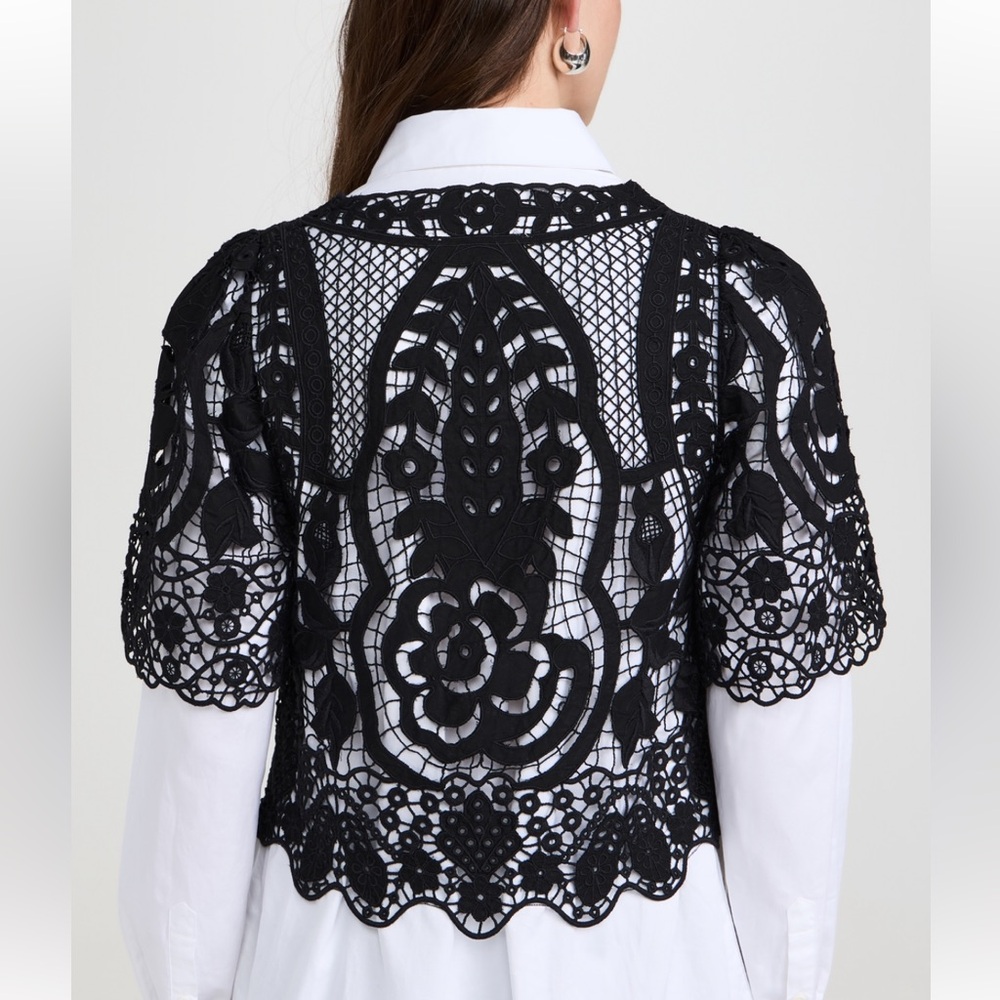 Sea Women's Black Gianna Lace Tie Front Top NWT - Picture 3 of 7